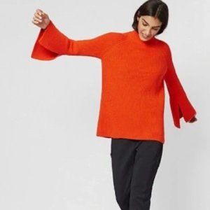 Sweaty Betty Orange Rye Wool blend Sweater w/ split bell sleeves size L